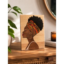 Femme Créole – Tableau en bois gravé et coloré | Eden Wood