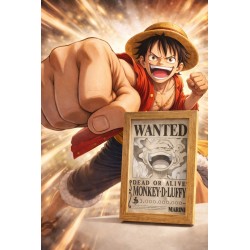 Luffy Wanted – Tableau One Piece décoratif | Eden Wood